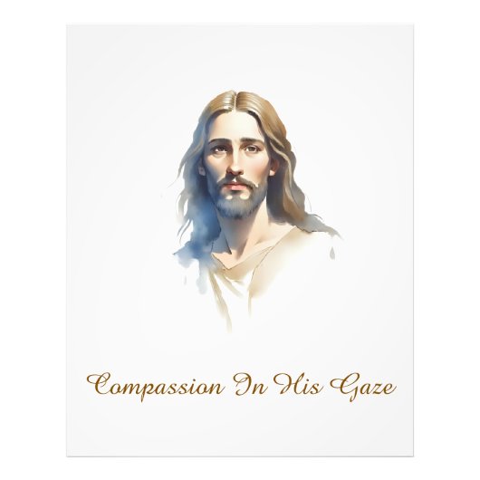 Compassie in Zijn blik - Jezus Waterverf Schildere Foto Afdruk (Voorkant)