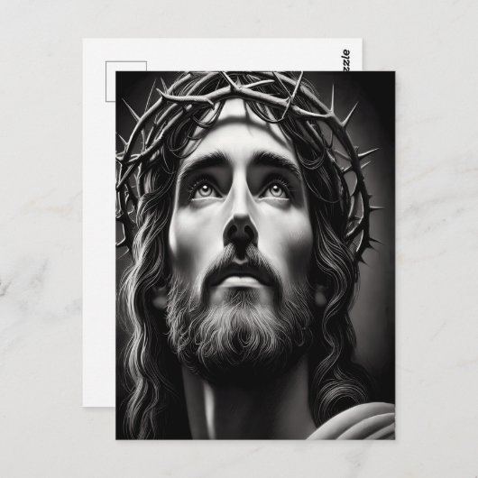 Compassie van de Verlosser in zwart-wit Briefkaart (Voorkant / Achterkant)