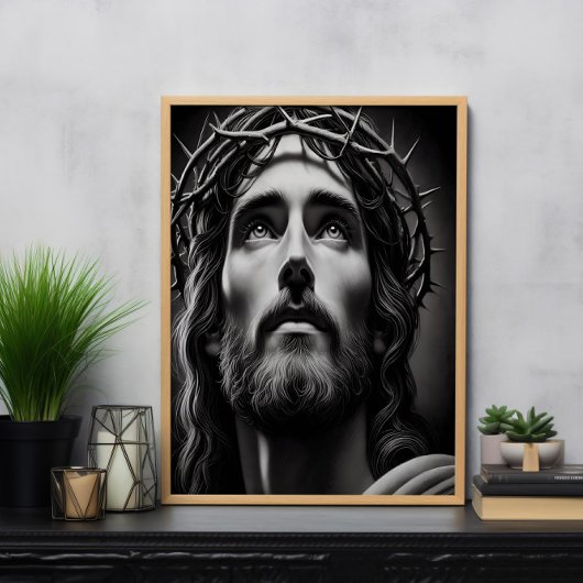 Compassie van de Verlosser in zwart-wit Poster