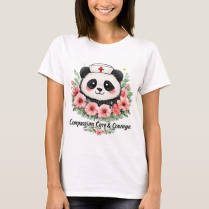 Compassie Zorg en Moed Bloem Panda Verpleegster Sh T-shirt
