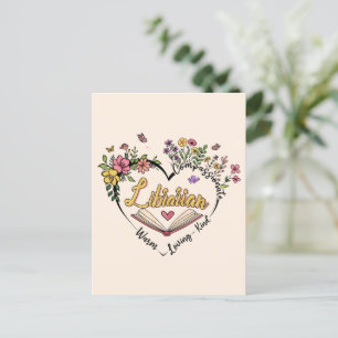 Compassionate Librarian – Floral Heart Design Briefkaart