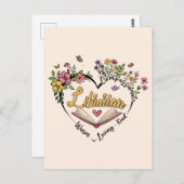 Compassionate Librarian – Floral Heart Design Briefkaart (Voorkant / Achterkant)