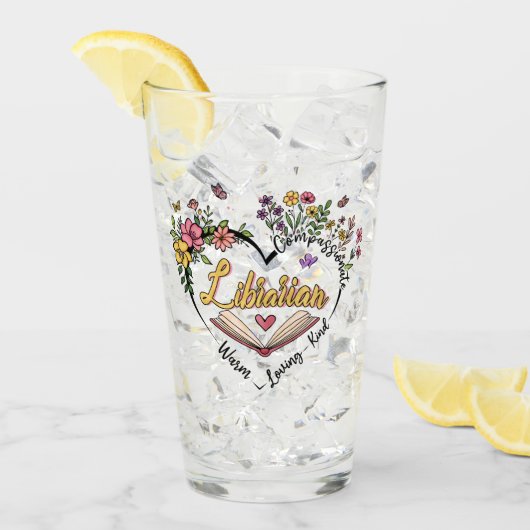 Compassionate Librarian – Floral Heart Design Glas (Voorkant ijs)