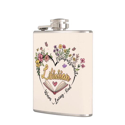 Compassionate Librarian – Floral Heart Design Heupfles (Links)