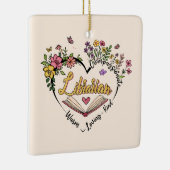 Compassionate Librarian – Floral Heart Design Keramisch Ornament (Rechts)