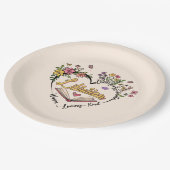 Compassionate Librarian – Floral Heart Design Papieren Bordje (Gekanteld)