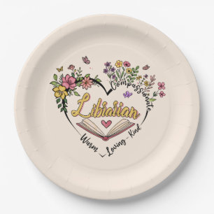 Compassionate Librarian – Floral Heart Design Papieren Bordje