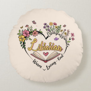 Compassionate Librarian – Floral Heart Design Rond Kussen