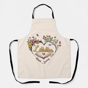 Compassionate Librarian – Floral Heart Design Schort