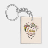 Compassionate Librarian – Floral Heart Design Sleutelhanger (Voorkant Links)