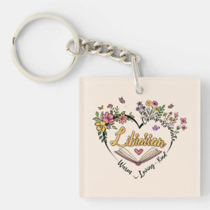 Compassionate Librarian – Floral Heart Design Sleutelhanger