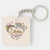 Compassionate Librarian – Floral Heart Design Sleutelhanger (Achterkant)