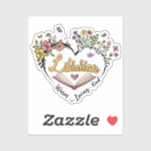 Compassionate Librarian – Floral Heart Design Sticker (Vel)