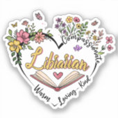 Compassionate Librarian – Floral Heart Design Sticker (Voorkant)