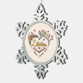 Compassionate Librarian – Floral Heart Design Tin Sneeuwvlok Ornament (Rechts)