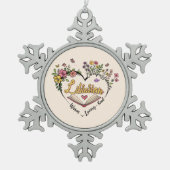 Compassionate Librarian – Floral Heart Design Tin Sneeuwvlok Ornament (Voorkant)