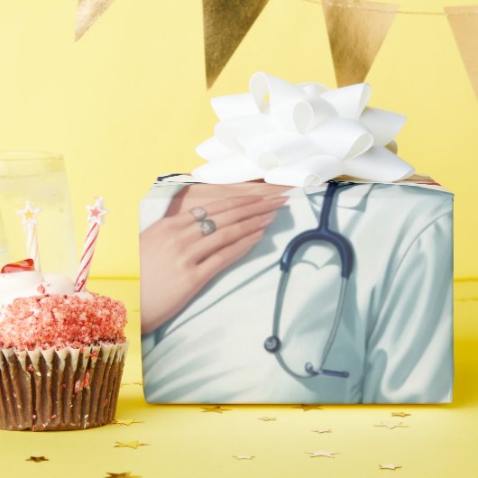 Compassionate Nurse - Elegant Floral Art Illustrat Cadeaupapier (Verjaardagsfeest)