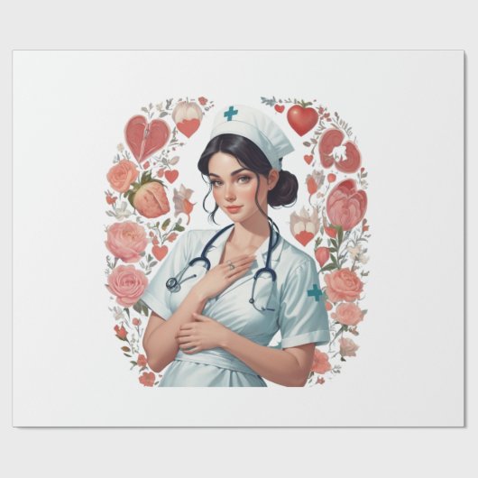 Compassionate Nurse - Elegant Floral Art Illustrat Cadeaupapier (Vlak)