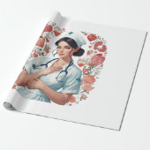Compassionate Nurse - Elegant Floral Art Illustrat Cadeaupapier (Uitgerold)