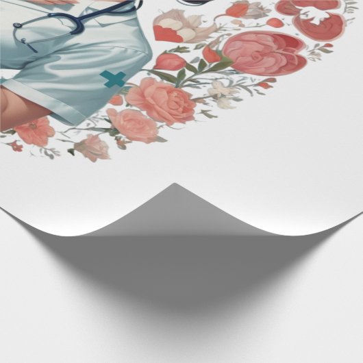 Compassionate Nurse - Elegant Floral Art Illustrat Cadeaupapier (Hoek)