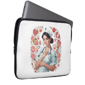 Compassionate Nurse - Elegant Floral Art Illustrat Laptop Sleeve (Voorkant Rechts)