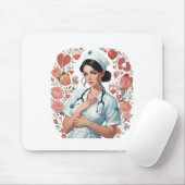 Compassionate Nurse - Elegant Floral Art Illustrat Muismat (Met muis)