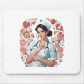 Compassionate Nurse - Elegant Floral Art Illustrat Muismat (Voorkant)