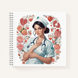 Compassionate Nurse - Elegant Floral Art Illustrat Notitieboek