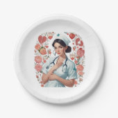 Compassionate Nurse - Elegant Floral Art Illustrat Papieren Bordje (Voorkant)