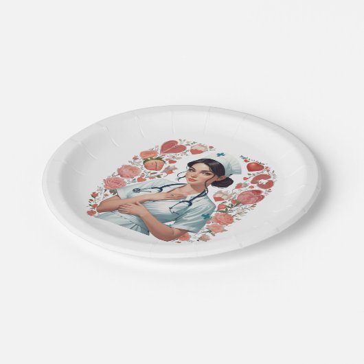 Compassionate Nurse - Elegant Floral Art Illustrat Papieren Bordje (Gekanteld)