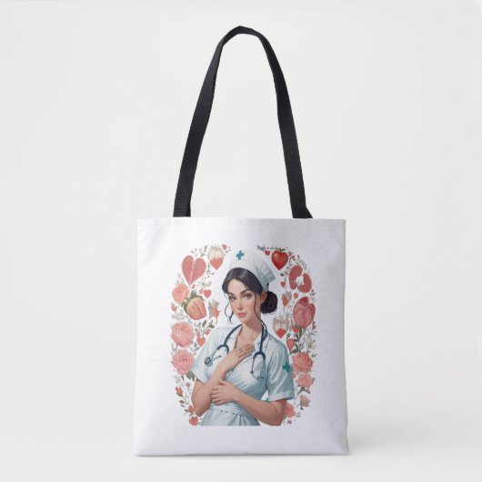 Compassionate Nurse - Elegant Floral Art Illustrat Tote Bag (Voorkant)