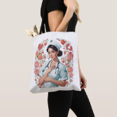 Compassionate Nurse - Elegant Floral Art Illustrat Tote Bag (Dichtbij)
