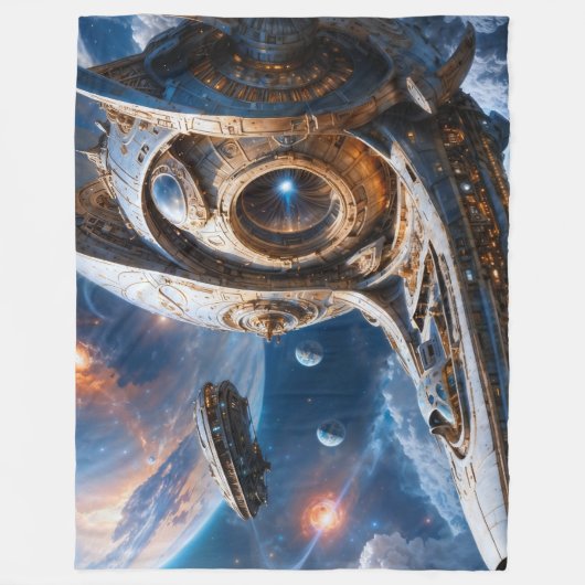 Compellious Galactic Cruiser Al Art beroemd gemaak Fleece Deken (Voorkant)