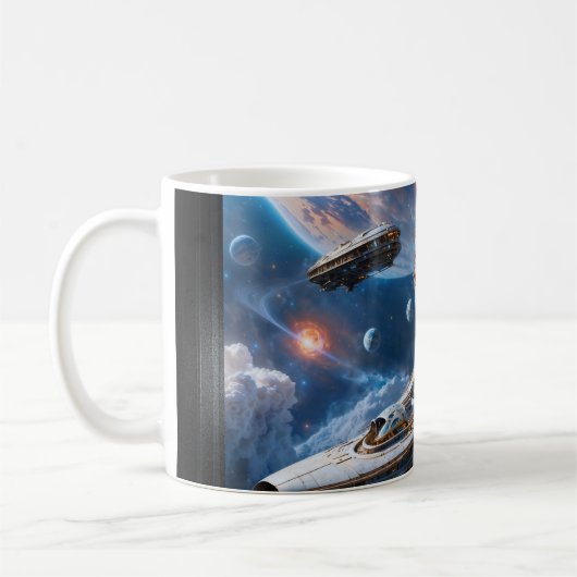 Compellious Galactic Cruiser Al Art beroemd gemaak Koffiemok (Links)