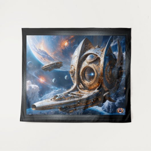 Compellious Galactic Cruiser Al Art beroemd gemaak Wandkleed (Voorkant (horizontaal))