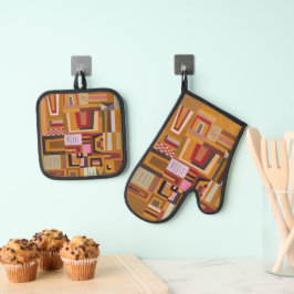 Compensatie, Kandinsky-geïnspireerde geometrische  Ovenwant & Pannenlap Set