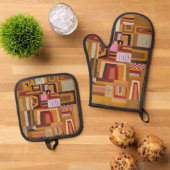 Compensation, Kandinsky Inspired Geometric Art Ovenwant & Pannenlap Set (Top down)