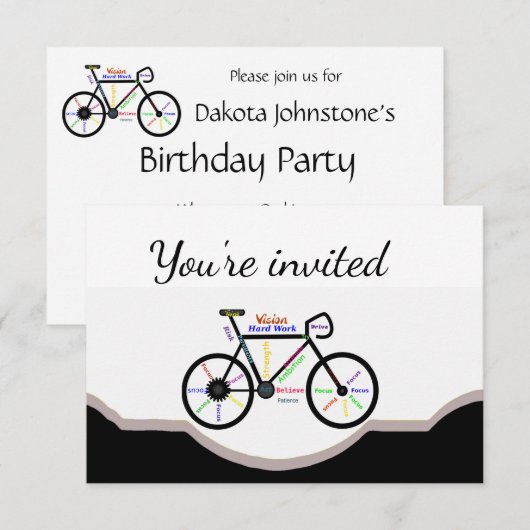 Competitief fietsverjaardagsfeest kaart (Voorkant / Achterkant)