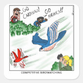 Competitief Vogelspotten (strip) Vierkante Sticker (Voorkant)