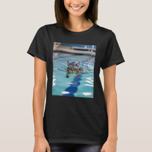competitief zwemteam grappige kitty kat zwemmen t-shirt