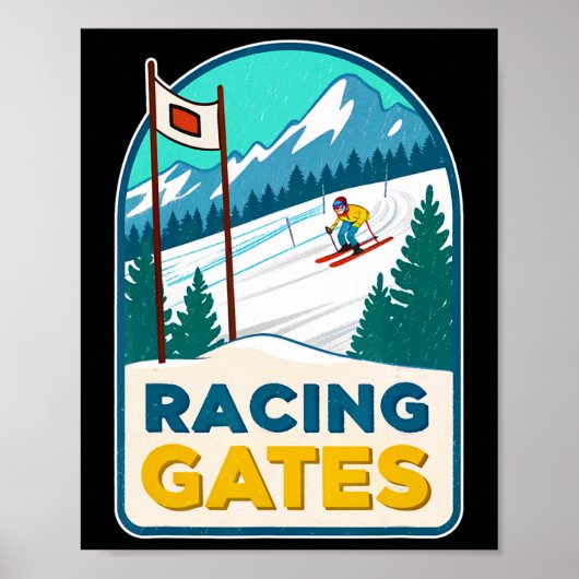 Competitieve Wintersport Skiën Racing Gates Enth Poster (Voorkant)