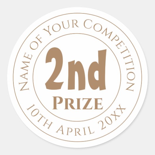 Competition 2nd Prize Trophy Award Ronde Sticker (Voorkant)