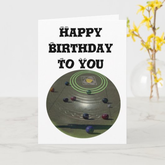 Competition Lawn Bowl, Birthday Logo Kaart (Gele Bloem)