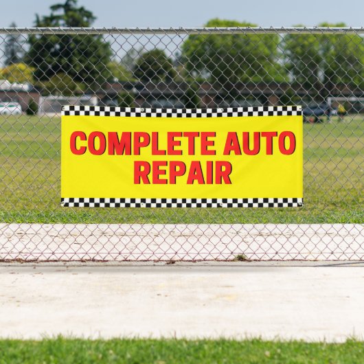 Complete Auto Repair Geruite Vlag Groot Geel Spandoek (Insitu)