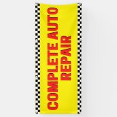 Complete Auto Repair Geruite Vlag Groot Geel Spandoek (Verticaal)