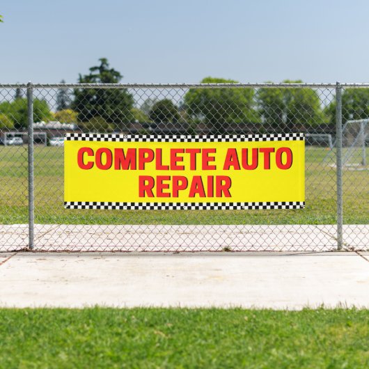 Complete Auto Repair Geruite Vlag Groot Geel Spandoek (Insitu)
