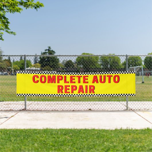 Complete Auto Repair Geruite Vlag Groot Geel Spandoek (Insitu)