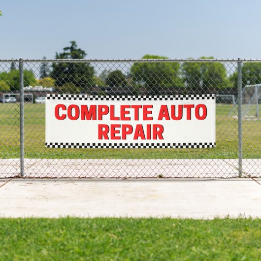 Complete Auto Repair Geruite Vlag Groot Wit Spandoek (Insitu)