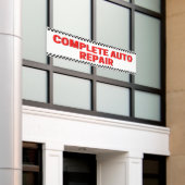 Complete Auto Repair Geruite Vlag Groot Wit Spandoek (Buitenkant Gebouw)