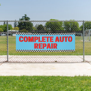 Complete Auto Repair Geruite Vlag Grote Blauwe Spandoek